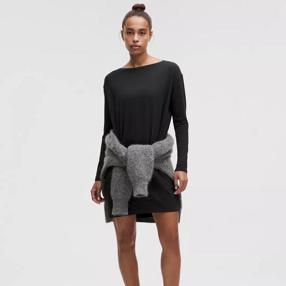 NWT lululemon Back in Action Long-Sleeve Dress Black - Size 8 - Picture 1 of 5